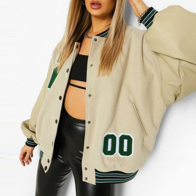 jinran 2022 Spring And Autumn Vibe Style Baseball Uniform New Bomber Jacket For Women Fashion Retro Clothes Streetwear Oversized Coat