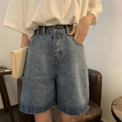 jinran Straight Shorts Women Ulzzang Summer Chic High Waist Denim Preppy Girls Streetwear All-match Leisure Stylish Women&#39;s Clothing