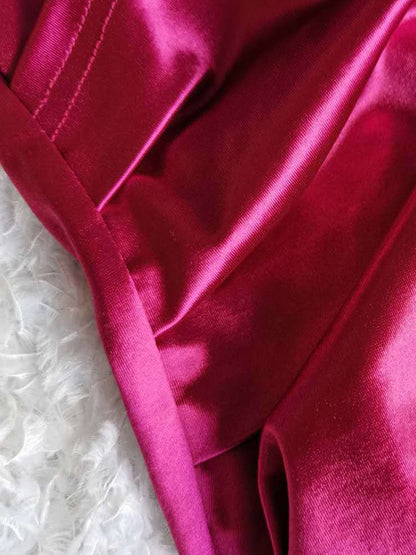 jinran Women One Shoulder Strapless Party Dress Solid Stretch Sheath Elegant Celebrity Outfit Club Wear Satin Dress