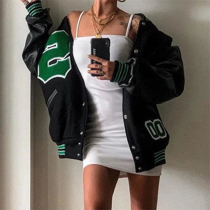 jinran 2022 Spring And Autumn Vibe Style Baseball Uniform New Bomber Jacket For Women Fashion Retro Clothes Streetwear Oversized Coat