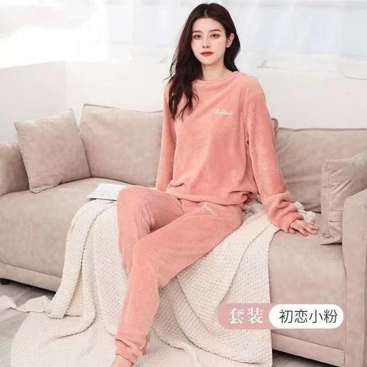 jinran In the Fall and Winter of New Coral Fleece Pajamas Fairy Female Thickening and Wool Flannel Lovely Warm Leisurewear Suit