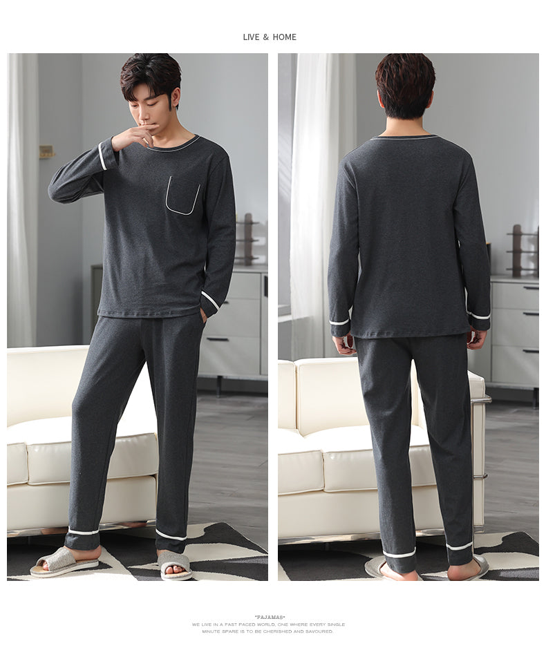 jinran New Spring Men Pajamas Long Sleeve Male Pajama Set Men Pure Full Cotton Pajamas For Men Sleepwear Suit homewear 4XL