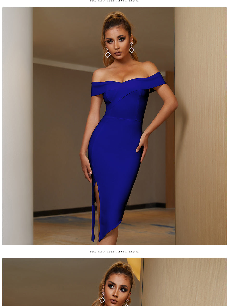 jinran 2022 New Women&#39;s Summer Off Shoulder Bandage Dress Sexy Short Sleeve Bodycon Hot Club Celebrity Evening Runway Party Dress