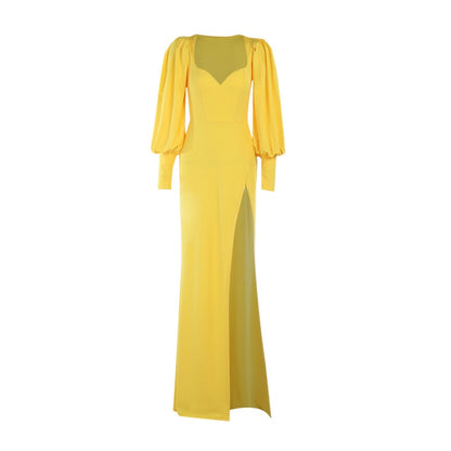 jinran Women&#39;s Dress Elegant Tunics Pull Sleeve High Split Evening Party Dresses Y2K Tight Long Maxi Formal Vestidos Red Black