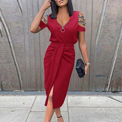 jinran Women&#39;s Summer Sexy Dress Hollow Out Long-sleeve Bodycon Waist Party Dress 2022 Woman Casual Fashion V-neck Party Dresses