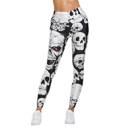 jinran Punk Style Skull Leggings Women Printed Leggings High Waist Sports Skinny Workout Fitness Leggings New Mujer Pants