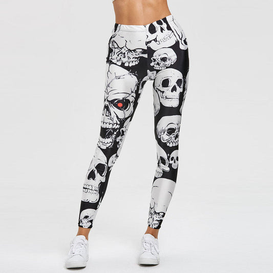 jinran Punk Style Skull Leggings Women Printed Leggings High Waist Sports Skinny Workout Fitness Leggings New Mujer Pants