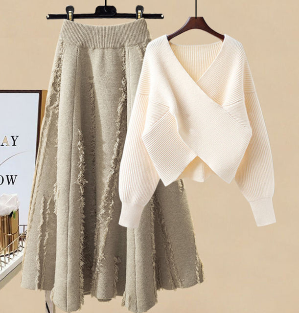 jinran Women&#39;s Knitting Solid Color Pullovers Long Sleeve Sweater Or Slim Skirt Or Suit Autumn Winter Casual Simplicity Dress New