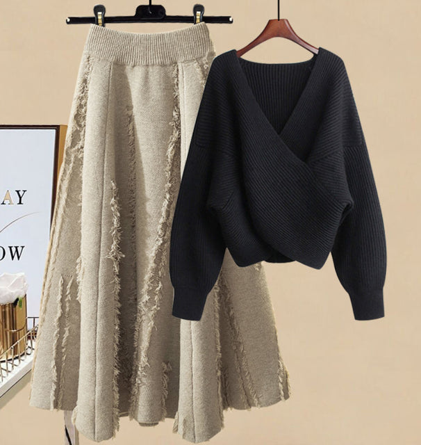 jinran Women&#39;s Knitting Solid Color Pullovers Long Sleeve Sweater Or Slim Skirt Or Suit Autumn Winter Casual Simplicity Dress New