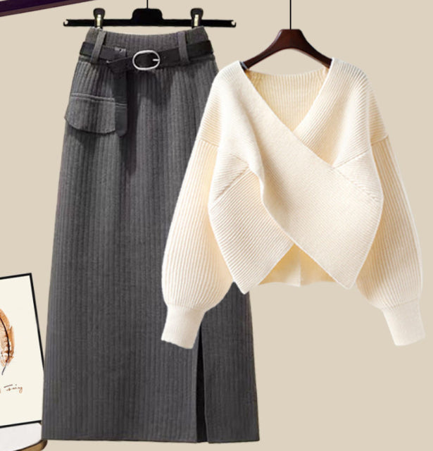 jinran Women&#39;s Knitting Solid Color Pullovers Long Sleeve Sweater Or Slim Skirt Or Suit Autumn Winter Casual Simplicity Dress New