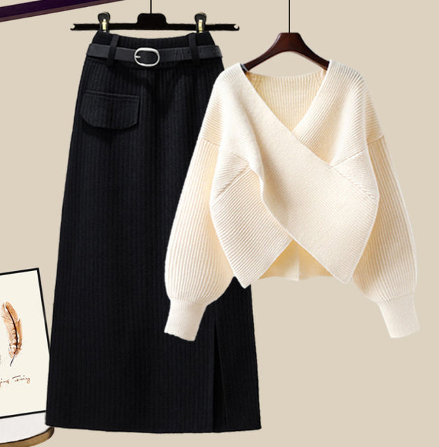 jinran Women&#39;s Knitting Solid Color Pullovers Long Sleeve Sweater Or Slim Skirt Or Suit Autumn Winter Casual Simplicity Dress New