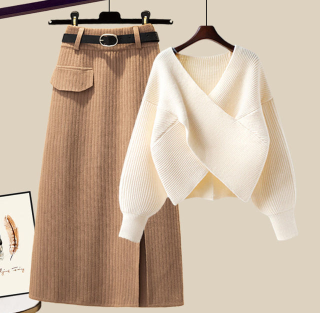 jinran Women&#39;s Knitting Solid Color Pullovers Long Sleeve Sweater Or Slim Skirt Or Suit Autumn Winter Casual Simplicity Dress New