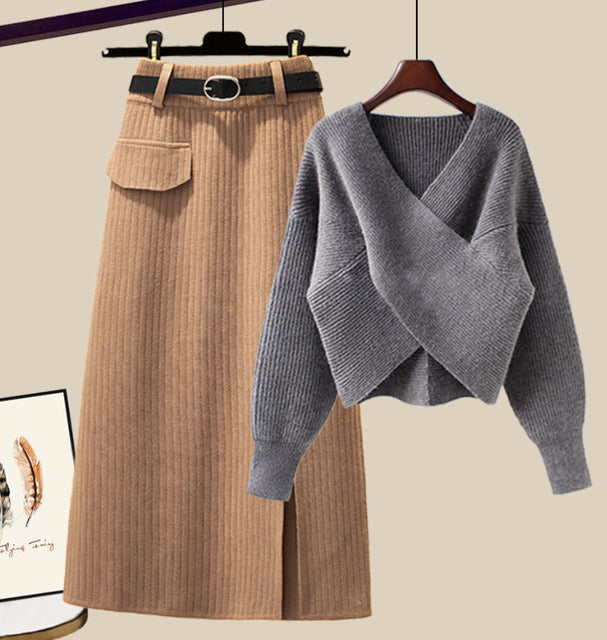 jinran Women&#39;s Knitting Solid Color Pullovers Long Sleeve Sweater Or Slim Skirt Or Suit Autumn Winter Casual Simplicity Dress New