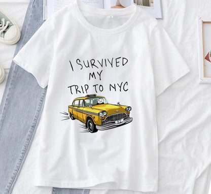 jinran Tom Holland Women&#39;s T-shirts Women Men Harajuku I Survived My Trip To NYC Classic Vitruvian Pizza T Shirt Summer Fashion Tops