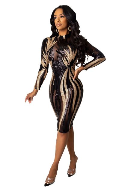 jinran Women&#39;s Clothing Winter Long Sleeve Sequins Bodycon For Sexy Ladies Birthday Club Dress Vestidos Elegantes Para Mujer Outfits