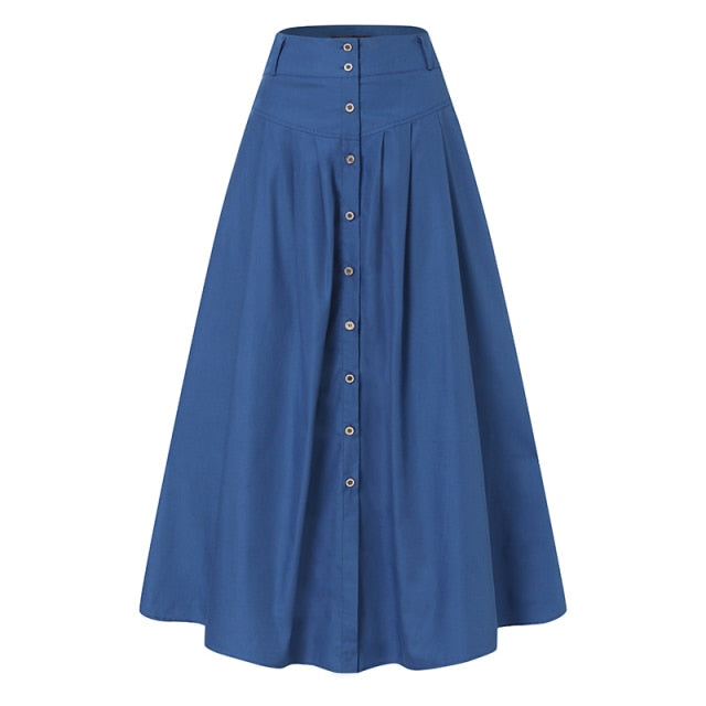 jinran Women&#39;s Spring Sundress 2022 ZANZEA Stylish Button Maxi Skirts Casual High Waist Long Vestidos Female Solid Robe Femme