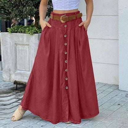 jinran Women&#39;s Spring Sundress 2022 ZANZEA Stylish Button Maxi Skirts Casual High Waist Long Vestidos Female Solid Robe Femme