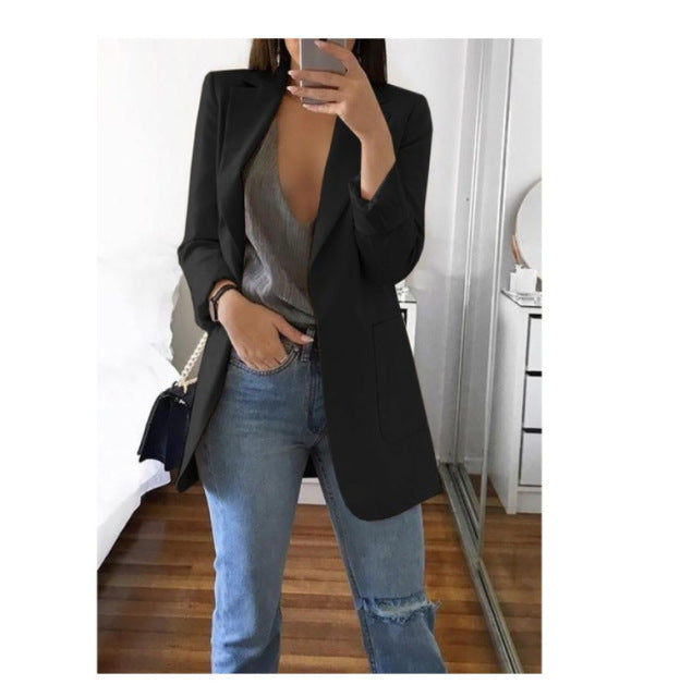 jinran Spring New Ladies OL Professional Office Lapel Cardigan Temperament Suit Jacket Casual Jacket Blazer Women  Office Lady