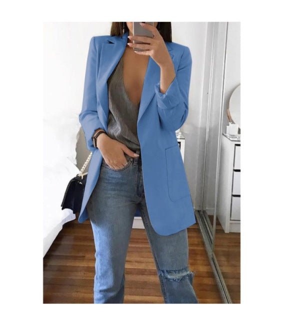 jinran Spring New Ladies OL Professional Office Lapel Cardigan Temperament Suit Jacket Casual Jacket Blazer Women  Office Lady