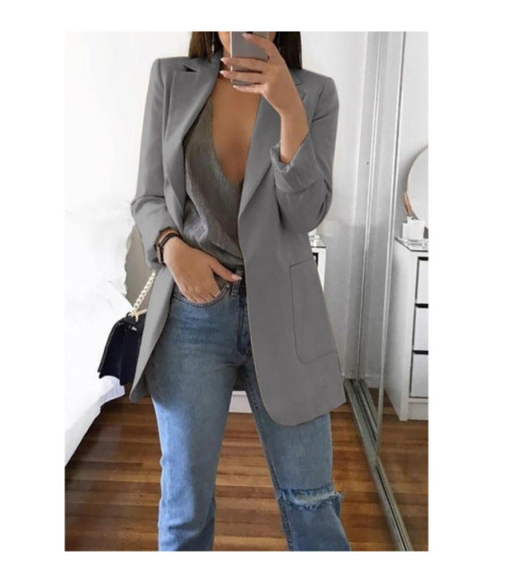 jinran Spring New Ladies OL Professional Office Lapel Cardigan Temperament Suit Jacket Casual Jacket Blazer Women  Office Lady