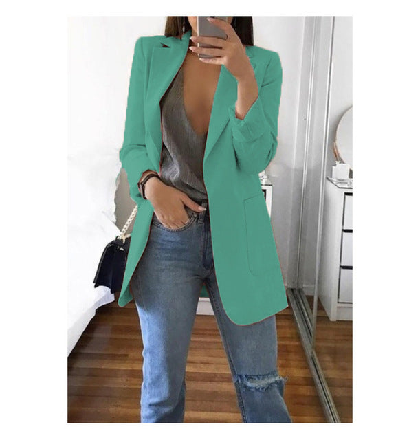 jinran Spring New Ladies OL Professional Office Lapel Cardigan Temperament Suit Jacket Casual Jacket Blazer Women  Office Lady