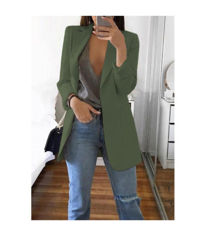 jinran Spring New Ladies OL Professional Office Lapel Cardigan Temperament Suit Jacket Casual Jacket Blazer Women  Office Lady