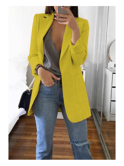 jinran Spring New Ladies OL Professional Office Lapel Cardigan Temperament Suit Jacket Casual Jacket Blazer Women  Office Lady