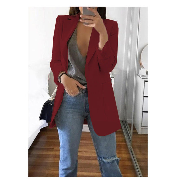 jinran Spring New Ladies OL Professional Office Lapel Cardigan Temperament Suit Jacket Casual Jacket Blazer Women  Office Lady