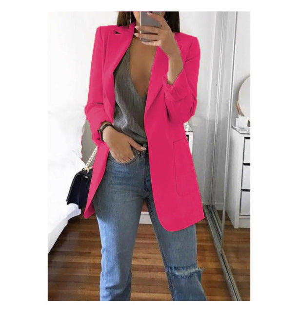 jinran Spring New Ladies OL Professional Office Lapel Cardigan Temperament Suit Jacket Casual Jacket Blazer Women  Office Lady