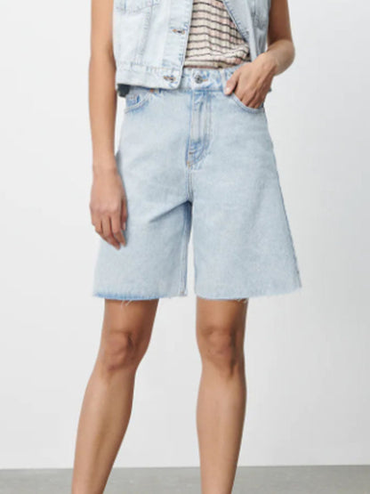jinran summer new style women&#39;s fashion all-match high waist snow wash denim casual shorts