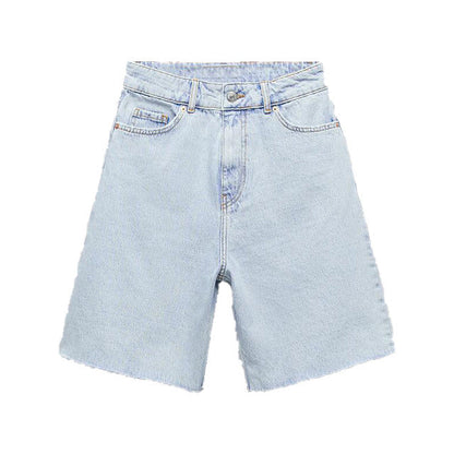 jinran summer new style women&#39;s fashion all-match high waist snow wash denim casual shorts
