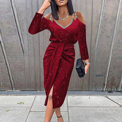 jinran Women&#39;s Summer Sexy Dress Hollow Out Long-sleeve Bodycon Waist Party Dress 2022 Woman Casual Fashion V-neck Party Dresses