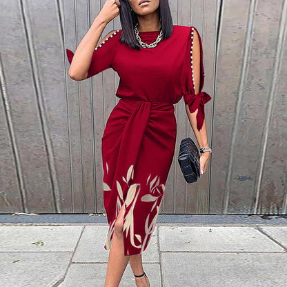 jinran Women&#39;s Summer Sexy Dress Hollow Out Long-sleeve Bodycon Waist Party Dress 2022 Woman Casual Fashion V-neck Party Dresses