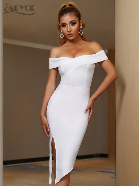 jinran 2022 New Women&#39;s Summer Off Shoulder Bandage Dress Sexy Short Sleeve Bodycon Hot Club Celebrity Evening Runway Party Dress