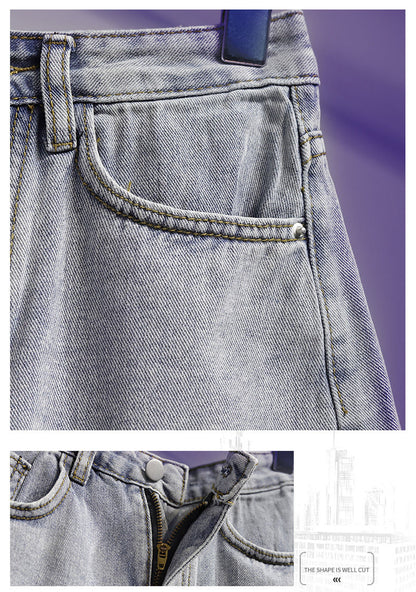 jinran Summer High Waist Fashion Korean Ripped Wide Leg Loose Hot Short Pants Casual Vintage Plus Size Women&#39;s Jean Denim Shorts Female