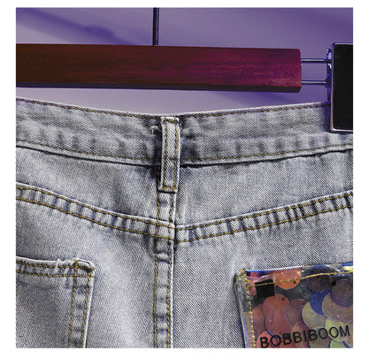jinran Summer High Waist Fashion Korean Ripped Wide Leg Loose Hot Short Pants Casual Vintage Plus Size Women&#39;s Jean Denim Shorts Female