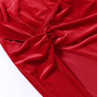 jinran Women&#39;s Dress Elegant Tunics Pull Sleeve High Split Evening Party Dresses Y2K Tight Long Maxi Formal Vestidos Red Black