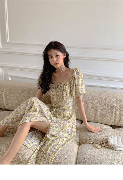 jinran Women&#39;s Summer Floral Print Casual Midi Dress Short Sleeve Elegant Sexy Party Beach Maxi Vestidos Female Fashion Prom Clothes
