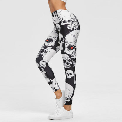 jinran Punk Style Skull Leggings Women Printed Leggings High Waist Sports Skinny Workout Fitness Leggings New Mujer Pants