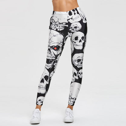 jinran Punk Style Skull Leggings Women Printed Leggings High Waist Sports Skinny Workout Fitness Leggings New Mujer Pants