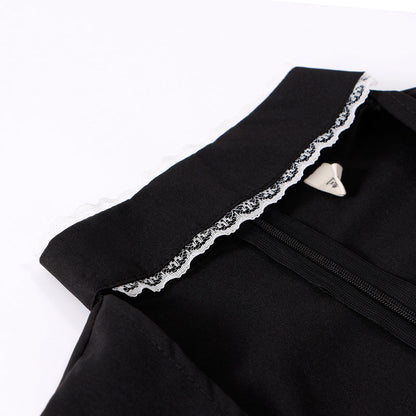 jinran Women&#39;s Maid Dress Kawaii Lolita Outfit French Milkmaid Costume Cosplay Bandage Sexy Waitress Dress Puff Sleeve Uniform