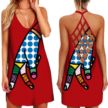 jinran Fun Geometric Graphic Mini Dresses for Women&#39;s Clothing 2022 Summer Casual Loose Sexy Sleeveless O-Neck Beach Sundress Ladies