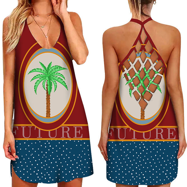 jinran Fun Geometric Graphic Mini Dresses for Women&#39;s Clothing 2022 Summer Casual Loose Sexy Sleeveless O-Neck Beach Sundress Ladies