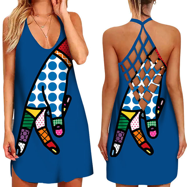 jinran Fun Geometric Graphic Mini Dresses for Women&#39;s Clothing 2022 Summer Casual Loose Sexy Sleeveless O-Neck Beach Sundress Ladies