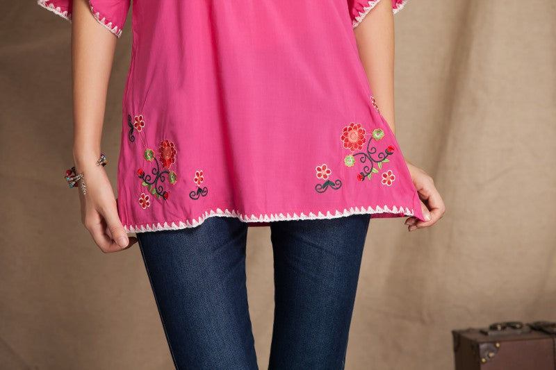 jinran 2022 Vintage 70s Mexican Floral Embroidery Boho Women Hippie Blouse Women Tunic Soft Cotton Summer Shirts Tops Blusa Mujer