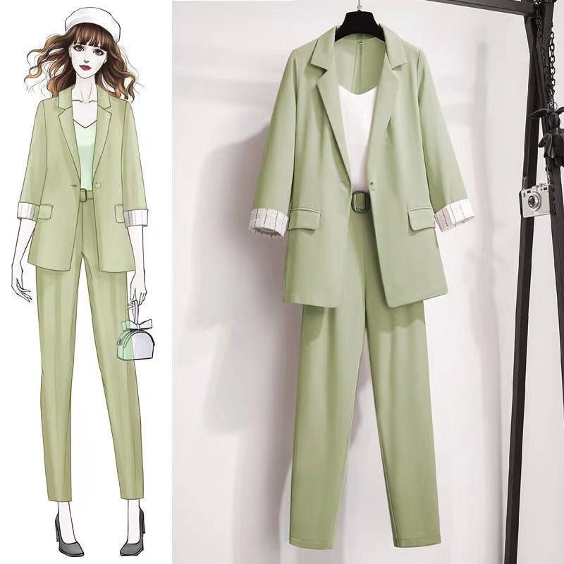 jinran 2022 spring new Korean elegant women&#39;s suit female blazer leisure pants Tweed suit jacket three piece jacket pants set