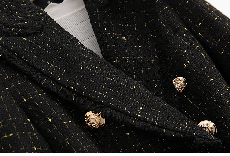 jinran Goddess temperament tweed suit jacket 2022 New double-breasted high-quality slim suit is thin and Small fragrance Jacket Women