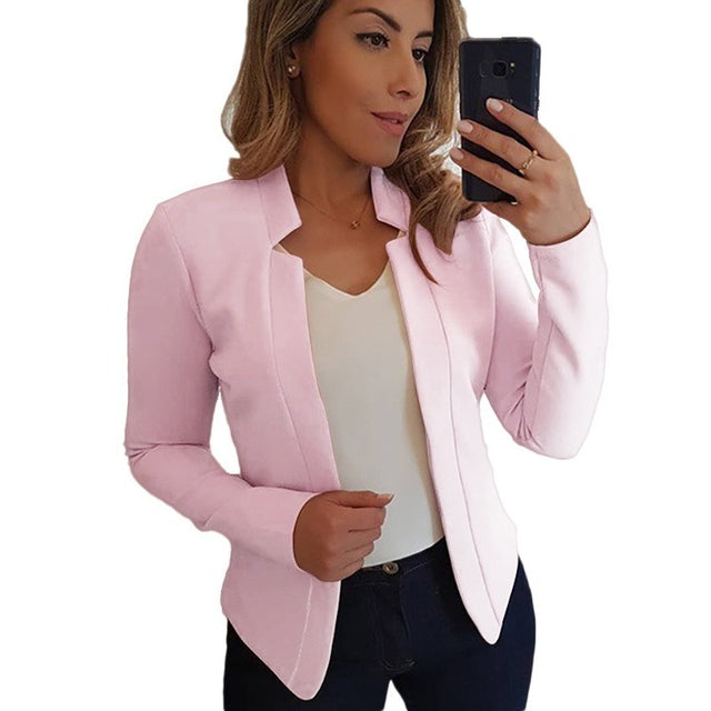 jinran Women Thin White Blazers Spring 2022 Female Summer Blazer Long Sleeve Open Stitch OL Womens Slim Coats Femme Ladies Black Tops