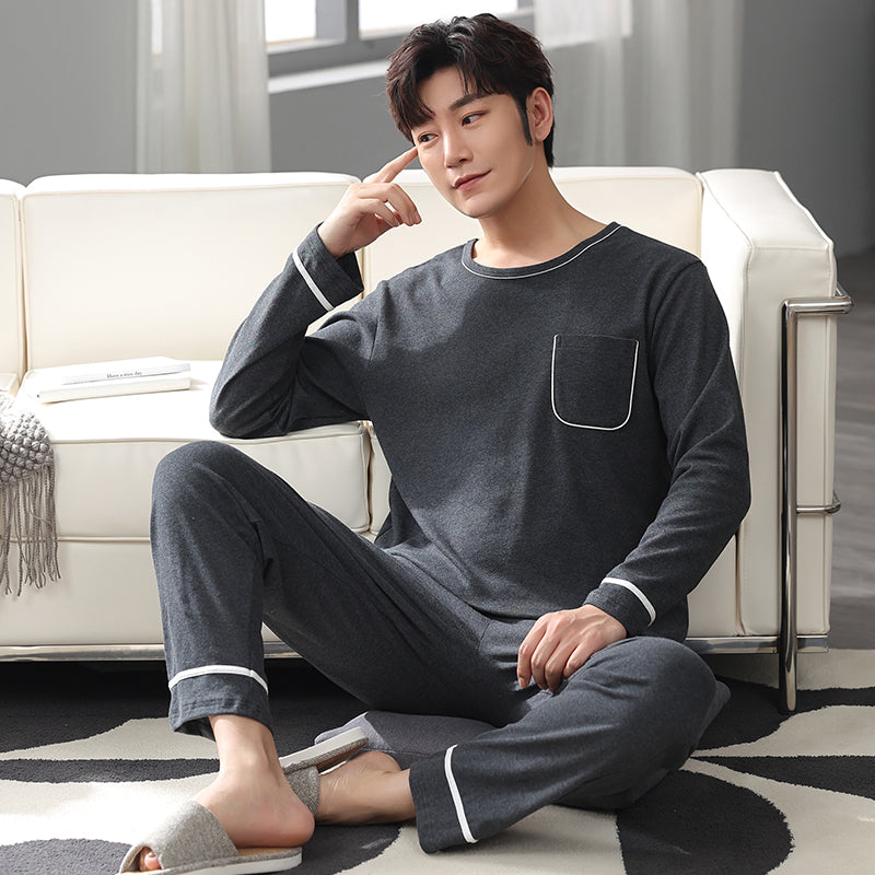 jinran New Spring Men Pajamas Long Sleeve Male Pajama Set Men Pure Full Cotton Pajamas For Men Sleepwear Suit homewear 4XL