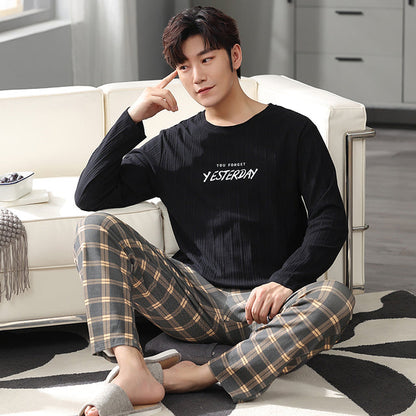 jinran New Spring Men Pajamas Long Sleeve Male Pajama Set Men Pure Full Cotton Pajamas For Men Sleepwear Suit homewear 4XL